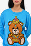 Moschino Couture Blue Cotton Knit Teddy Bear Sweater Est. Size M