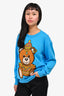 Moschino Couture Blue Cotton Knit Teddy Bear Sweater Est. Size M