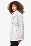 Burberry Brit White Nylon Zip-Up Jacket with Packable Hood Size 6 US