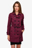 Burberry London Purple Trench Coat with Belt Size 6 US