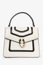 Bvlgari White/Black Leather 'Serpenti' Small Top Handle with Strap