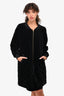 Sonia Rykiel Black Velvet Quilted Zip-Up Cinched Waisted Jacket Size S