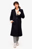 Loro Piana Vintage Navy Blue Virgin Wool Single Breasted Coat Size 10 US