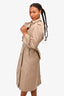 Burberrys Vintage Beige Check Wool Lined Trench Coat with Belt Est. Size 6/8