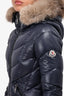 Moncler Navy Down Fur Hood Midi Coat Size 1