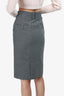 Tom Ford Black/White Wool Knee Length Pencil Skirt Size 40