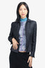Arkis Black Satin Textured Blazer Size S