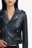 Maje Black Leather Biker Jacket Size 36
