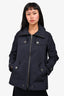 Burberry Navy Nylon Zip Jacket with Convertible Hood Size S