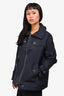 Burberry Navy Nylon Zip Jacket with Convertible Hood Size S