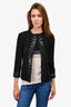 St. John Black Wool Sequin Embellished Single Hook Evening Jacket Size 4