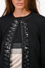 St. John Black Wool Sequin Embellished Single Hook Evening Jacket Size 4