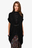 Salvatore Ferragamo Black Wool Cap Sleeve Belted Cardigan Size S