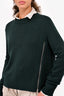 Proenza Schouler Forest Green Wool/Silk/Cashmere Zip Detail Sweater Size M