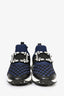 Roger Vivier Navy Nylon Crystal Buckle Sneakers Size 39