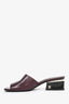 Pre-Loved Chanel™ 2022 Burgundy Leather Pearl Embellished Heeled Mules Size 37