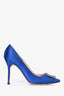 Manolo Blahnik Blue Satin Hangisi Heels Size 42