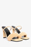 By Far Beige Leather/Shearling 'Ada' Heeled Sandals Size 39