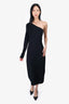 VB Body Black Ribbed One Shoulder Midi Dress Size 4