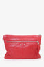 Balenciaga Red Leather Motocross Clip Zip Clutch