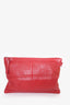 Balenciaga Red Leather Motocross Clip Zip Clutch