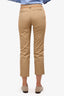 Burberry Tan Cotton Orange Trimmed Fitted Pants Size 0