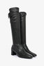 Roger Vivier Black Smooth Leather Super Fitted Knee High Boots Size 35.5