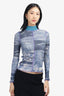 Diesel Blue Camo Printed 'T-Swainy' Turtle Neck Top Size XS