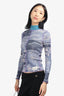 Diesel Blue Camo Printed 'T-Swainy' Turtle Neck Top Size XS