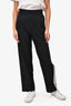 Givenchy Black/White Wool Stripe Wide Leg Pants Size 34