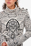 Emilio Pucci White/Black Wool Knit Studded Dress Size XS