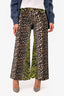 Ganni Leopard Denim Wide Leg Pants Size 25