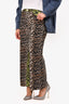 Ganni Leopard Denim Wide Leg Pants Size 25