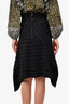 Isabel Marant Black Crinkle Cotton High Low Skirt Size 34