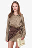L'Academie Brown Vintage Print Dress Size XXS