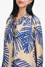 Smythe Cream/Blue Leaf Print Top Size S