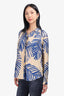 Smythe Cream/Blue Leaf Print Top Size S