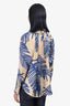 Smythe Cream/Blue Leaf Print Top Size S