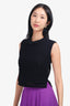 Giambattista Valli Black Wool Sleeveless Knit Bow Top Size XS