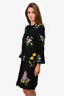 Stella McCartney Black Floral Embroidered Wool Coat Size 40