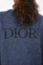 Dior Homme X Peter Doig Navy Mohair Blend 'Dior' Embroidered Button Cardigan Size L