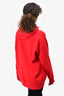 Burberry Red Logo Embroidered Hoodie Size L