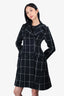 Christian Dior Black Check Wool Coat Size 2
