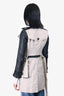 Burberry London Beige Black Leather Sleeve Trench Size 2