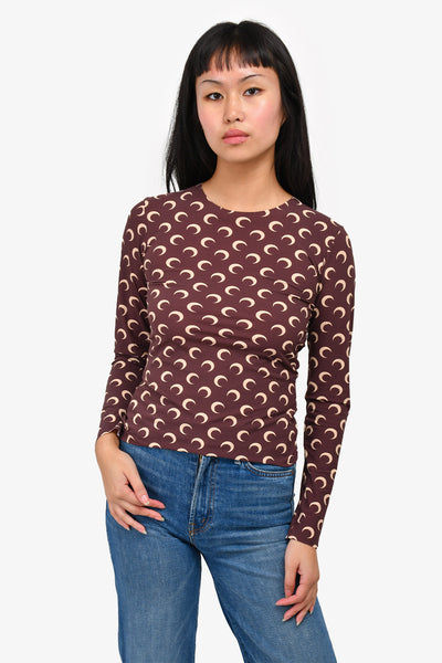 【新品 未使用】MARINE SERRE Moon ジャージートップ ブラウン Buy Marine Serre Crescent Moon-Print Turtleneck Top 'Brown
