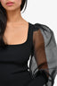 Alice + Olivia Black Sheer Sleeve Bodycon Dress Size S