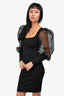 Alice + Olivia Black Sheer Sleeve Bodycon Dress Size S