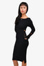 Off-White Black Ribbed Fray Detailed Cut Out Mini Dress Size 40