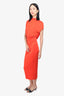 Greta Constantine Orange Ruched Jersey Dress Size Small