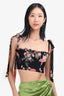 Reformation Black/Pink Floral Crop Top Size 0